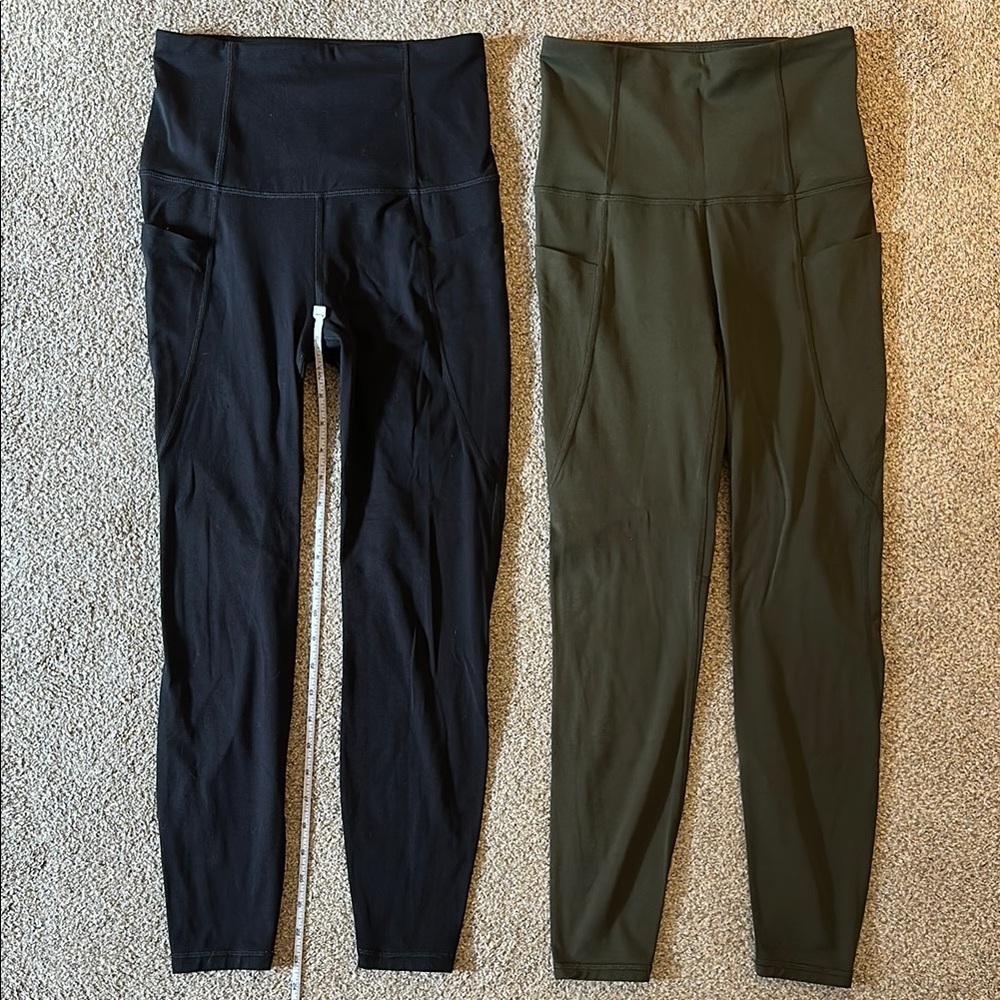 High-Waisted Leggings - Black and Olive